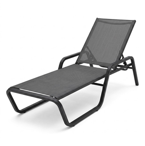 Chaise longue d'extérieur moderne et durable en métal aluminium, résistante aux UV, écologique, antirouille, empilable, sans accoudoirs, pour hôtel - Product Image 1