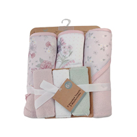Ensemble de 6 serviettes de bain pour bébé, cape à capuche pour nouveau-né, couverture carrée douce, mini-gants de toilette, séchage rapide, motif floral, extérieur