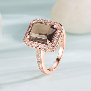 925 Серебряное винтажное квадратное кольцо из дымчатого кварца - Product Image 5