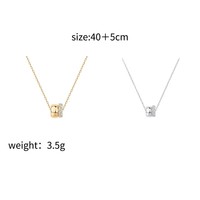 Collar con colgante de circonita cilíndrico, elegante, chapado en cobre, pulido, joyería informal para vacaciones