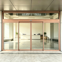 Porte coulissante commerciale automatique pour grand commerce avec contrôle d'accès par reconnaissance faciale et capteur micro-ondes centralisé
