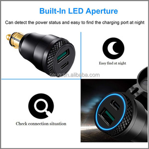 Nhôm DIN cắm 30W 5A điện giao hàng xe máy kép USB sạc QC 3.0 sạc nhanh Power <span class=keywords><strong>Adapter</strong></span> cho 12V-24V BMW DIN ổ cắm - Product Image 5