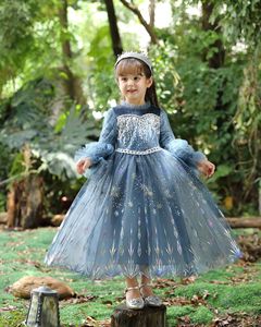 Nouvelle robe de princesse à manches longues pour filles, costume de la Reine des neiges, robe d'anniversaire Elsa - Product Image 5