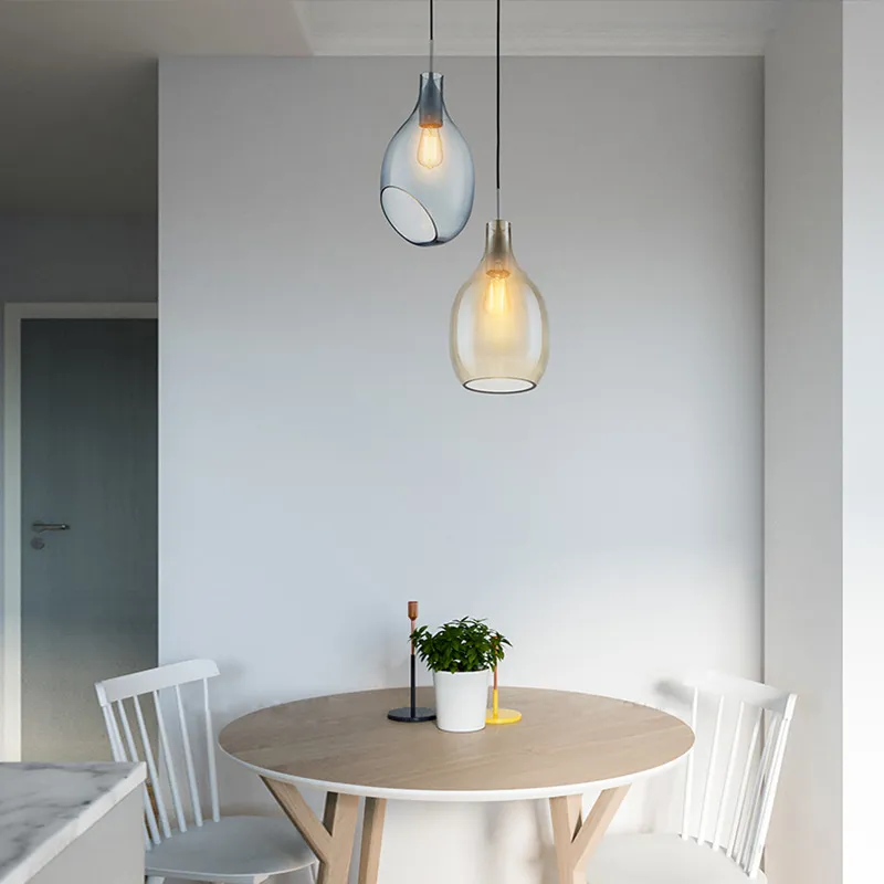 American Style Glass Pendant Light Fixture for Dining Room Bedroom E27 Bulb Hanging Illumination lights