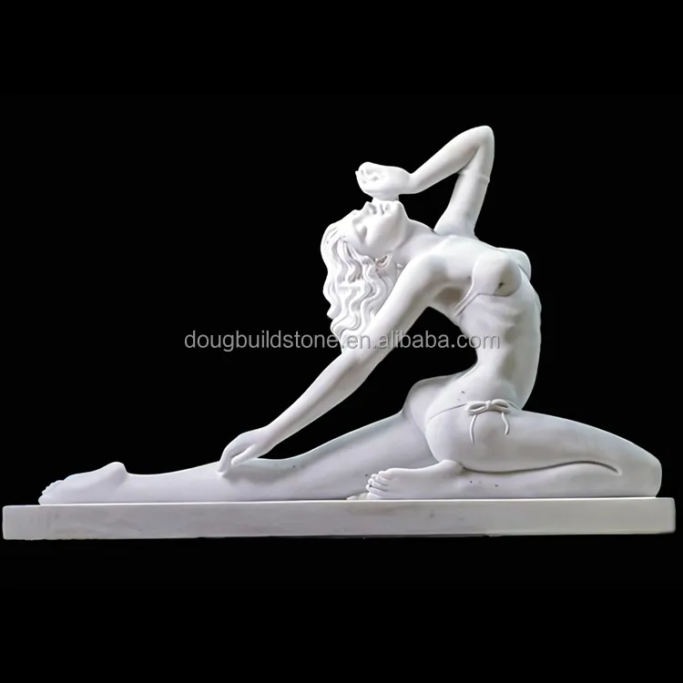 Figur wanita Bikini Dougbuild patung patung patung marmer putih dekorasi rumah luar ruangan patung seni batu