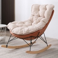 Fauteuil à bascule moderne et confortable avec coussin en tissu doux, chaise à bascule pour adultes pour la détente dans le salon et la chambre à coucher