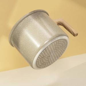 Casserole de haute qualité avec couvercle en verre, revêtement antiadhésif en céramique, compatible lave-vaisselle, poignées souples en bois, compatible gaz et induction, faitout, casserole à lait - Product Image 5