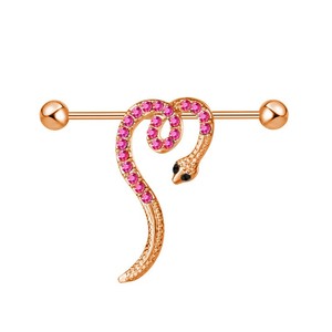 Populaire <span class=keywords><strong>Piercing</strong></span> d'oreille en acier inoxydable, style Hip Hop, type barbell à tige longue, motif serpentine, pour <span class=keywords><strong>piercing</strong></span> de pont d'oreille, idéal pour mariage - Product Image 4