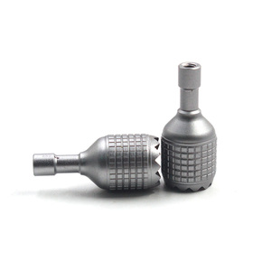 定制铝合金喷砂银色防滑方形滚花锯齿边缘锁紧内螺纹数控车削手旋钮 - Product Image 2