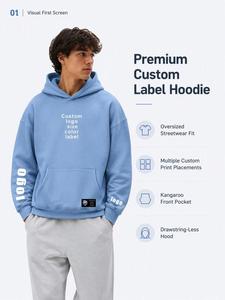 Sudadera con logo bordado personalizado en la espalda, color sólido, estilo casual urbano, unisex, tejido grueso de felpa francesa. - Product Image 3