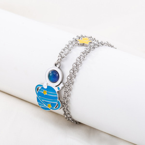 Collar de Astronauta Trendy Planet, Colgante de Acero Inoxidable con Esmalte de Dibujos Animados, Regalo para Hombres y Mujeres - Product Image 2