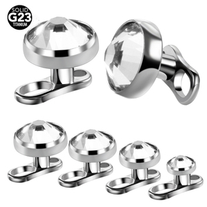 Perhiasan Tubuh <span class=keywords><strong>Titanium</strong></span> G23 Micro Dermal Piercing, Tersembunyi di Kulit, Piercing Diver dengan Permata Bening 3/4/5mm, Basis Dermal Anchor - Product Image 1