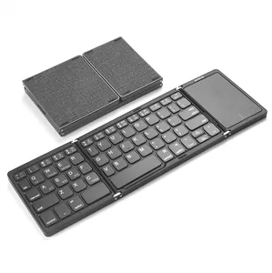 Teclado sem fio recarregável portátil, dobrável, mini bluetooth, teclado com touchpad para mac ipad