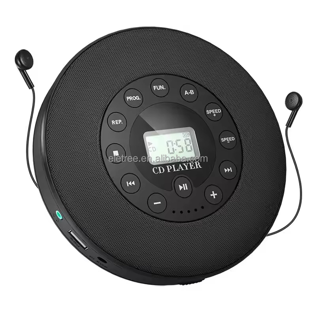 ELETREE Portable BT CD Player Rechargeable Built in Speakers MP3 WMA Support English Learning Travel Audio Stereo Music Player