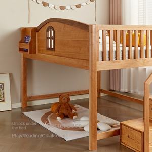 <span class=keywords><strong>Lit</strong></span> pour enfants, <span class=keywords><strong>lit</strong></span> en bois massif moderne pour garçons et filles, <span class=keywords><strong>lit</strong></span> cabane surélevé à mi-hauteur avec garde-corps, ensemble pour petit appartement - Product Image 4