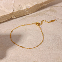 Cheville Plaqué Or 18 Carats Chaîne Fine Perles Bijoux Acier Inoxydable Tendance Populaire pour Femmes