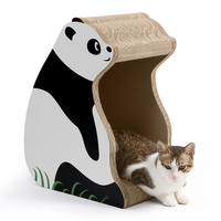 Maison pour chat en carton ondulé en forme de panda, griffoir, lit et espace de repos pour chats d'intérieur