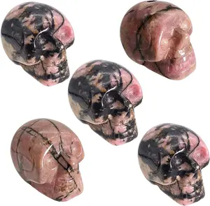 손으로 조각한 크리스탈 해골 조각 조각상 원석 해골 동상 천연 크리스탈 인간 해골 인형 조각