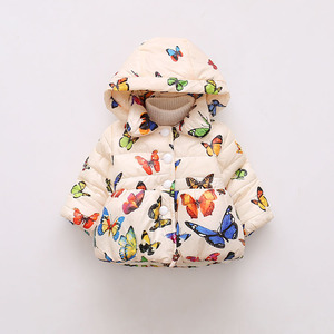 2018 Autumn Winter New Arrival Hooded cotton-padded childern's down jaket Butterfly print