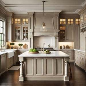 Conception de cuisine sur mesure en bois massif 2025, style shaker, luxe classique, armoires modulaires en bois de noyer, ensemble d'armoires de cuisine, meubles - Product Image 2