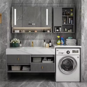 <span class=keywords><strong>Mueble</strong></span> de Baño Moderno con <span class=keywords><strong>Lavabo</strong></span> de Piedra Simple, <span class=keywords><strong>Lavadora</strong></span> Integrada en el Balcón y <span class=keywords><strong>Mueble</strong></span> de Baño - Product Image 1