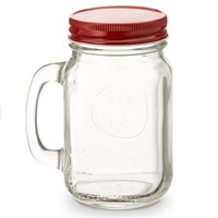 Tapa de Rosca para Tarro Mason de Hojalata Roja 70/450 con Revestimiento de Plastisol y Botón de Seguridad - Antiderrames para Botellas