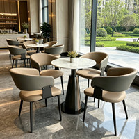 Ensemble table et chaises de négociation commerciales modernes en marbre pour cafés, bureaux de vente, hôtels, bars, salons - Imperméable et anti-salissures