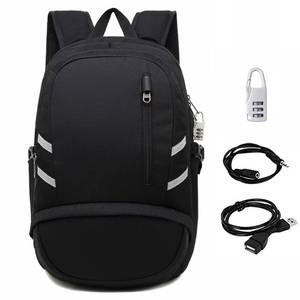 Custom Waterproof Large Capacity Geometric Pattern Zipper Closure <strong>Black</strong> <strong>School</strong> <strong>Backpack</strong> with USB Port for Students Laptop - Product Image 1