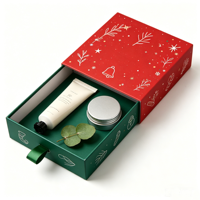 Boîte cadeau de Noël personnalisée, boîte coulissante en papier pliable rouge et verte imprimée pour l'emballage de cadeaux de Noël