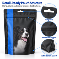 Sachet d'emballage personnalisé pour aliments pour animaux de compagnie, pochette verticale refermable avec fermeture éclair, finition mate, Doypack pour friandises lyophilisées pour chiens