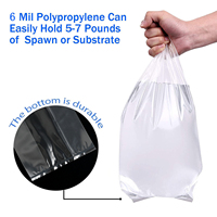 Sacs de culture de champignons en plastique transparent, autoclavables, en polypropylène avec patch filtrant rond, en stock, directement de l'usine, pour les cultivateurs