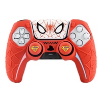 Étui de protection de style araignée rouge de qualité supérieure, compatible avec la manette PS5, kit d'autocollants antidérapants en caoutchouc souple