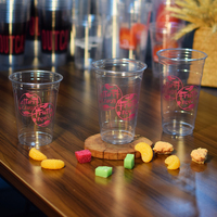 Gobelet en plastique PET jetable avec logo personnalisé, 12-24 oz, pour boissons froides, matcha, café à emporter, avec couvercle