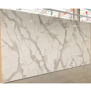 India Artificial Calaeatta White Marble Hard Slim Tiles Engineered Stone Slab for Home Wall Flooring Design