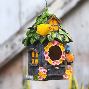 สินค้ามาใหม่รูปปั้นนกในบ้านทำจากไม้เนื้อแข็งแขวนผนังของประดับสวนสำหรับระเบียงบ้านรังที่เป็นมิตรต่อสิ่งแวดล้อม - Product Image 2