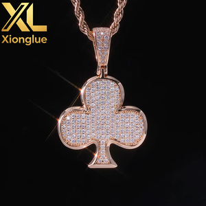 Wholesale Hip Hop Iced Out CZ Hamsa Hand Pendant Necklace 18K Gold Plated <b>Copper</b> Unisex Gift - Product Image 3