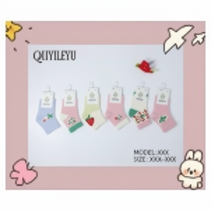Calzini per bambine taglia 0-1 antiscivolo e traspirante in cotone e Nylon stile di moda con Logo personalizzato stampato alto equipaggio - Product Image 1