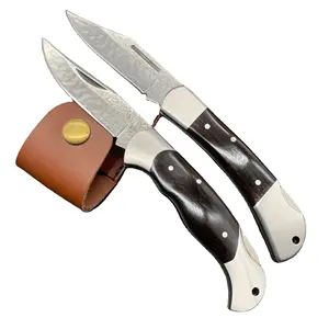 Best price stainless steel blade ram horn handle hunting skinning knife folding pocket customized