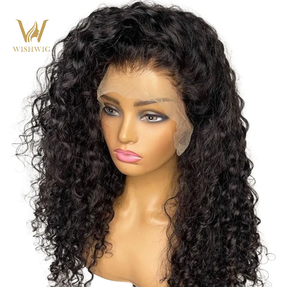 Jerry Curly Raw Virgin Hair Water Wave Glueless Custom Human Hair Hd Curly Full Half T Lace Frontal Wig