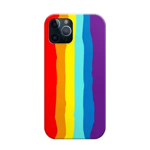 2024新款彩虹液体硅胶创意硅胶后盖适用于iphone 13 14 pro max手机壳/15 pro max手机袋