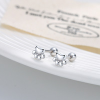 Niedliche 925 Silber Pfotenabdruck Ohrstecker S925 Silber Haustier Pfoten Ohrstecker