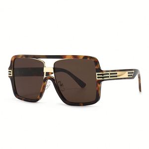 Custom Logo Fashion Luxury <b>Men</b> Women Beige Champagne Oversized <b>Sunglasses</b> Flat Top <b>Square</b> <b>Sunglasses</b> - Product Image 5
