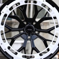 Jantes forgées HTOR 21x11 pouces 5x130, finition noir brillant avec anneau blanc, compatibles avec 911 Carrera Panamera Cayenne Macan Taycan Cayman GTS