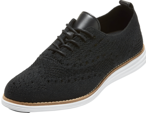 <b>Black</b> Knit Walking Shoes Lightweight Breathable Lace Up Casual <b>Sneakers</b> for Men and Women - Product Image 1