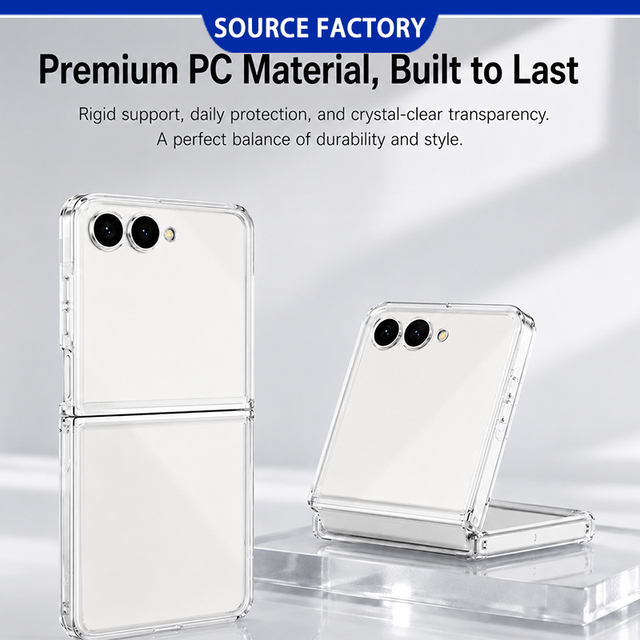 Gloss Smooth Transparent PC Hard Anti-drop Slim Foldable Full Coverage Protective Phone Cover Wholesale Samsung Z Flip7