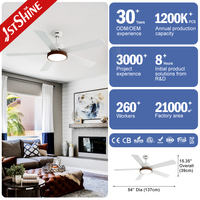 Ventilador de Techo 1stshine de 54 Pulgadas con Motor DC, Diseño Moderno, Inteligente, Eficiente, con Luz LED, Garantía de Calidad, Venta al Por Mayor