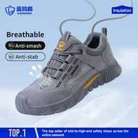 Zapatos de Seguridad LAnoudun, Estilo Casual, Color Gris, Aislamiento 10KV, Estilo Verano, Cuero de Gamuza Transpirable, Zapatos de Trabajo para Hombre, Ligeros
