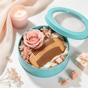 Boîte en fer blanc ronde personnalisée avec logo et couvercle à fenêtre transparente, pour coffret de bombes de bain, emballage cadeau anti-stress pour femmes - Product Image 2