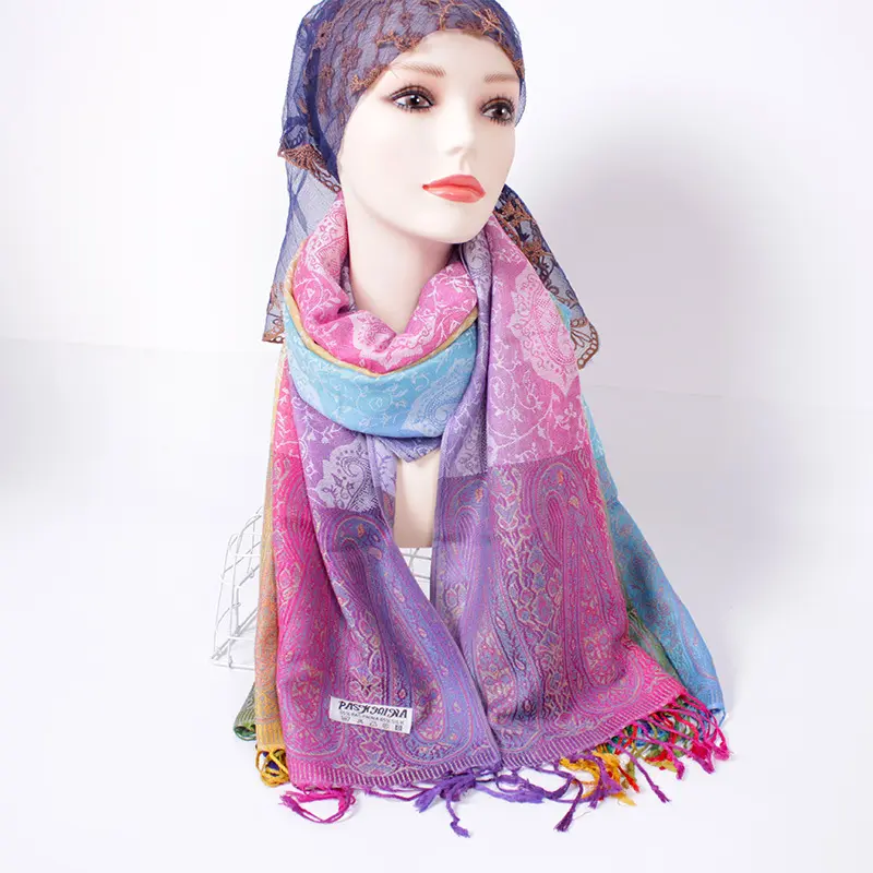 Frühling Sommer Damen Schal Schatten Schal Böhmischen ethnischen Stil Quaste gedruckt Seaside Schal Pashmina Schal Kopf Wraps Schal