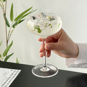 Copa de cóctel con diseño de cuadrícula estilo japonés, copa de champán texturizada creativa, elegante copa de vino de 200 ml para el hogar o <span class=keywords><strong>bar</strong></span> - Product Image 2